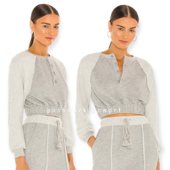 Lovers + Friends Tops - LOVERS + FRIENDS Carley Terry Loop Sweatshirt Crop Top Grey XS 0